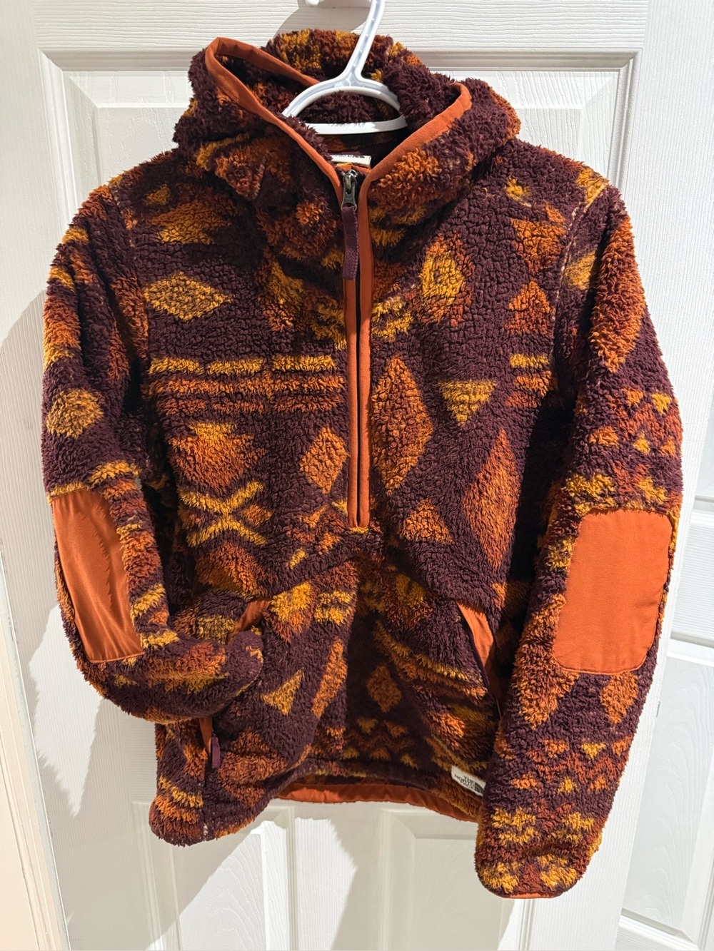 The North Face - women’s  Sherpa Hooded Pullover Jacket - Rust & Mustard